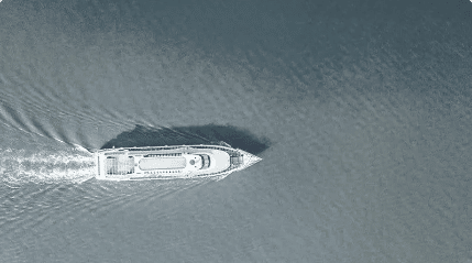 aerial view of a yacht in the water