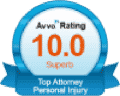 Top Attorney Injury rating badge in blue