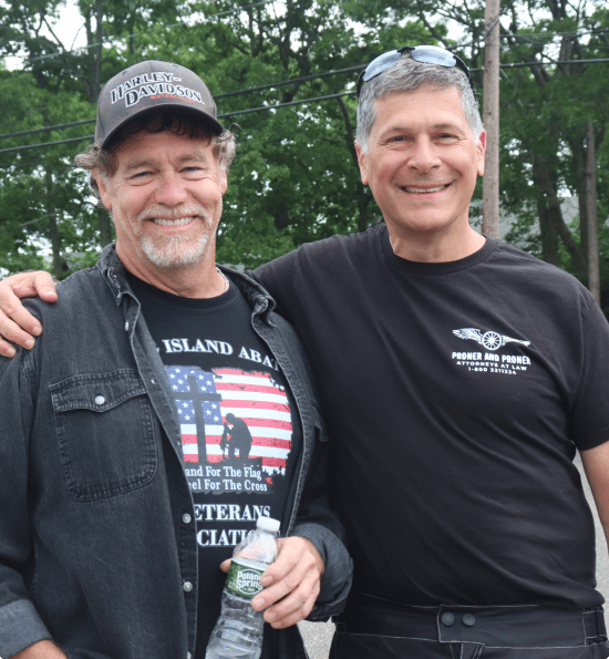 mitchell with a motorcycle advocate